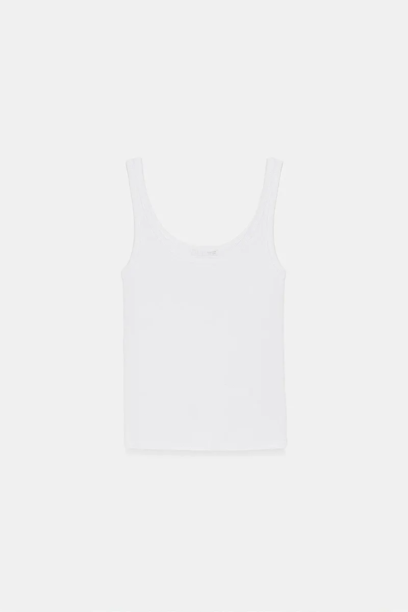 Dilvin White DILVIN Ribbed Fitted Camisole Top for Women | Best Price UAE
