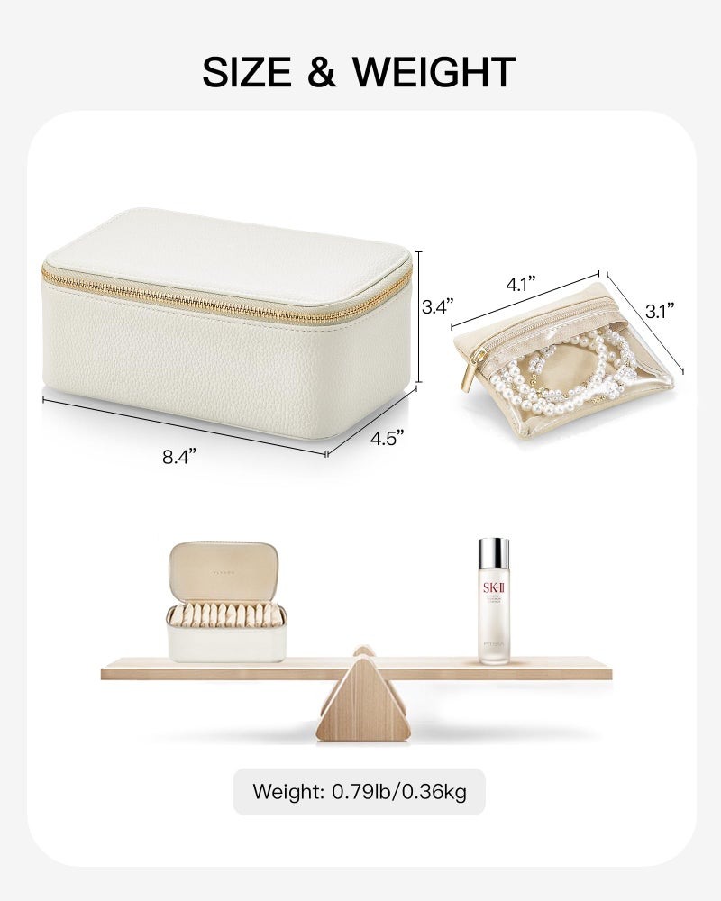 Vlando Travel Jewelry Case,Jewelry Box with 12 Velvet Jewelry Pouch Jewelry Travel Organizer for Women Girl Jewelry Case Necklace Rings Earrings Bags Wedding Gifts (White) - Image 4