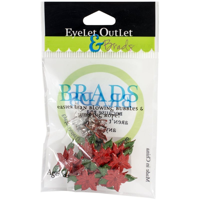 Eyelet Outlet Poinsettia Shape Brads 12 Pieces
