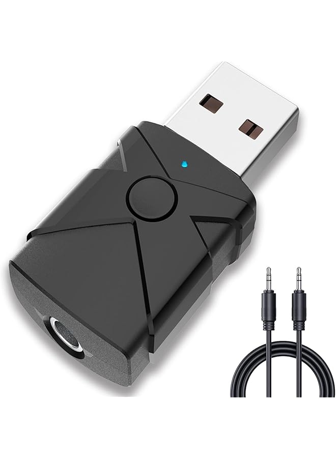 KASTWAVE Bluetooth 5.2 Transmitter Receiver, 5-In-1 Car Bluetooth Adapter, Noise Canceled 3.5Mm Jack Aux Bluetooth Amplifiers For Car, Home Stereo, Speakers, And Headphones, Black - Image 1