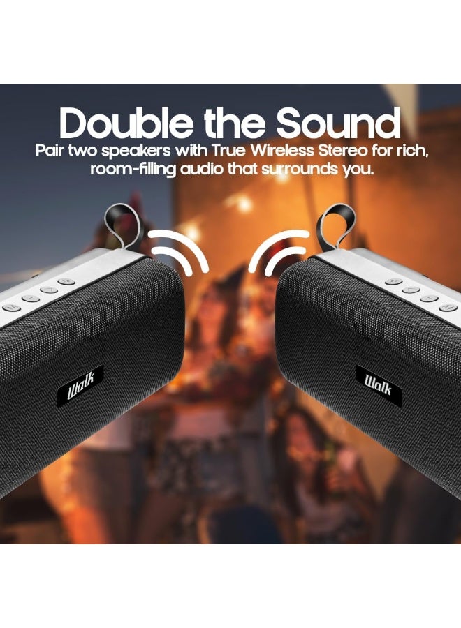 Walk Audio True Wireless Fabric Speaker 2 x 5W TruSound Technology Bass Boost, Built In Mic - Rose Gold - Image 4