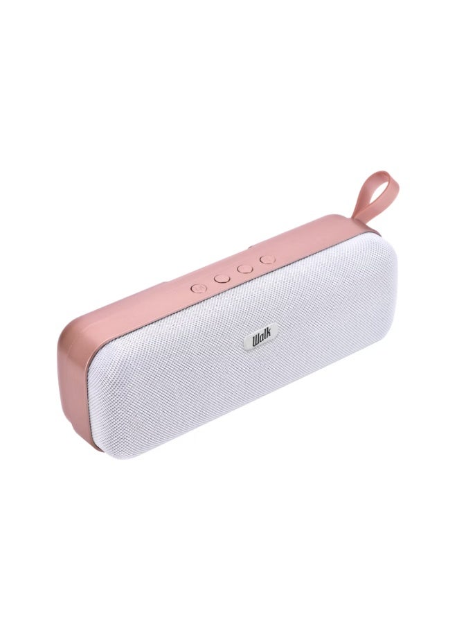 Walk Audio True Wireless Fabric Speaker 2 x 5W TruSound Technology Bass Boost, Built In Mic - Rose Gold - Image 1