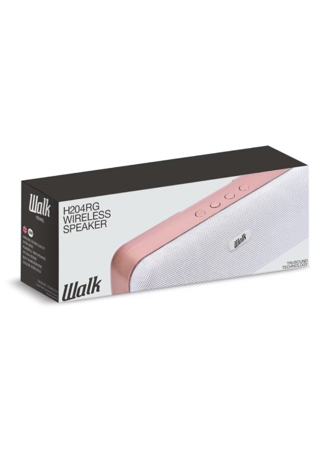 Walk Audio True Wireless Fabric Speaker 2 x 5W TruSound Technology Bass Boost, Built In Mic - Rose Gold - Image 2