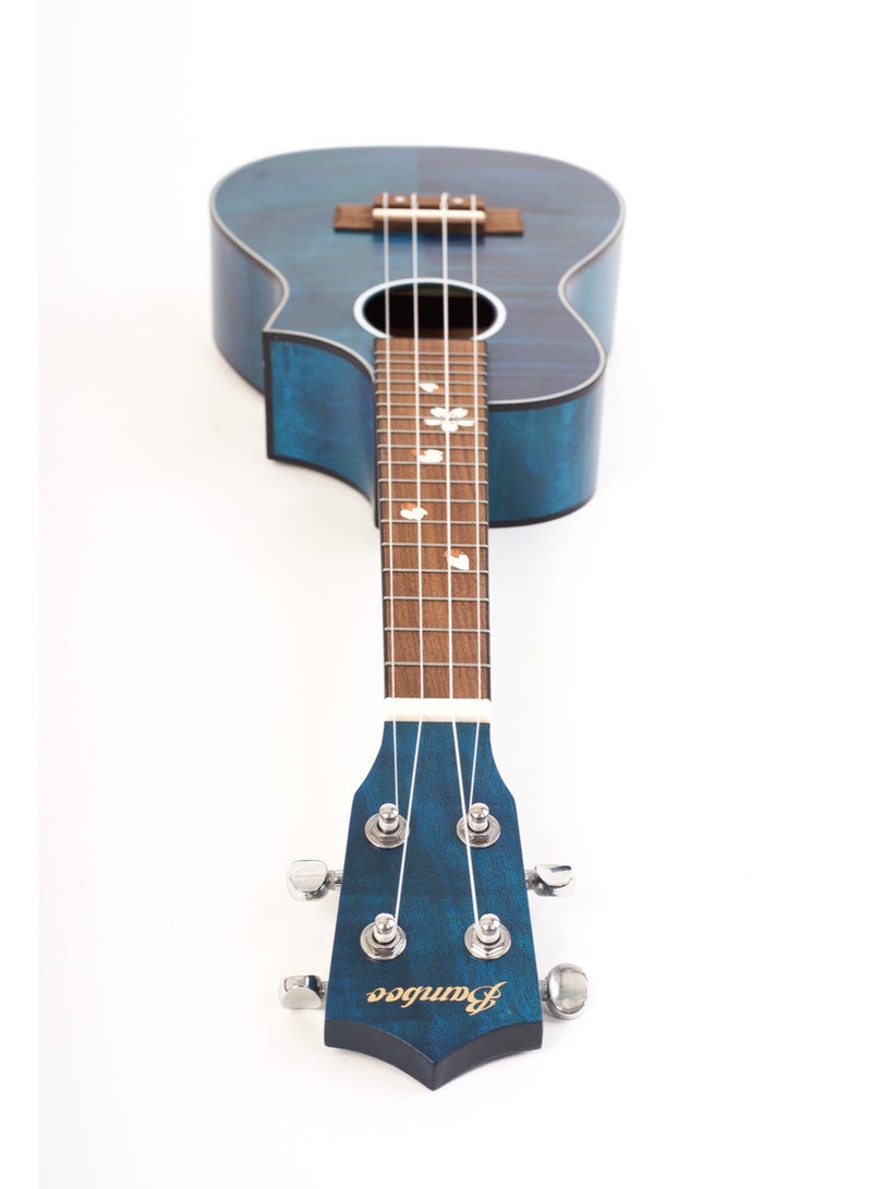 Bamboo U-26-BLOSSOM-BL Tenor Ukulele with Gig Bag – Floral Matte Blue Finish - Image 3