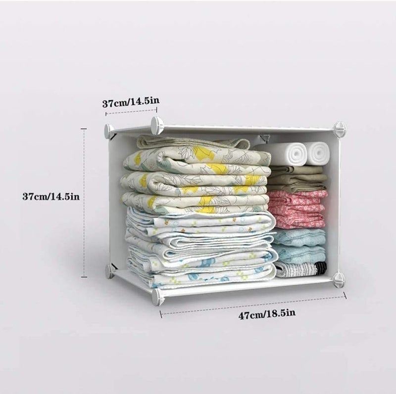 LUHI Plastic Wardrobe for Kids Clothes – Durable, Easy to Use Anti-Skid & Non-Slip Effective Professional Collapsible Wardrobe, Plastic Cupboard for Kids, Foldable Almirah (O4 White, 6+2 Tier) - Image 4