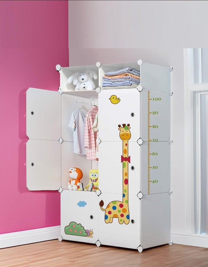 LUHI Plastic Wardrobe for Kids Clothes – Durable, Easy to Use Anti-Skid & Non-Slip Effective Professional Collapsible Wardrobe, Plastic Cupboard for Kids, Foldable Almirah (O4 White, 6+2 Tier) - Image 2