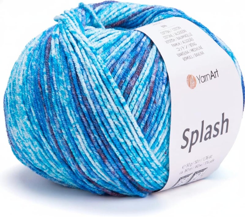 YarnArt Splash Variegated Sport Yarn - 55% Cotton 45% Acrylic 1 Skein/Ball 50g 174yds Soft Cotton Yarn for Amigurumi - Image 1