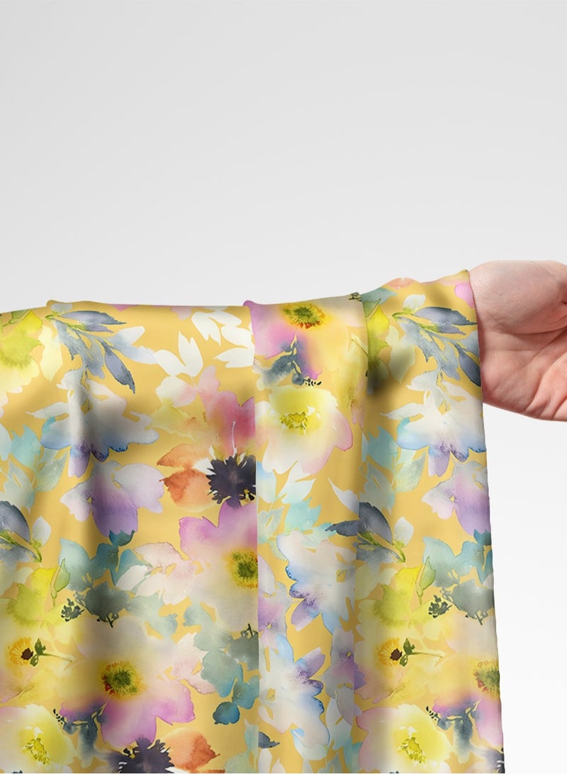 فيلاتو Ù‚Ù…Ø§Ø´ Ø­Ø±ÙŠØ± Ø§Ù„Ù„ÙŠÙ„ Ø¹Ø±Ø§Ù…ÙŠ Ø¨Ø§Ù„ÙŠØ§Ø±Ø¯Ø© Ø£ØµÙ�Ø± ÙˆÙˆØ±Ø¯ÙŠ Ù…Ø²Ù‡Ø± Ù„Ø®ÙŠØ§Ø·Ø© Ø§Ù„Ø¬Ù„Ø§Ø¨ÙŠØ§Øª Ø§Ù„Ù…Ø®ÙˆÙŠØ± Ø¹Ø±Ø¶ 58 Ø¨ÙˆØµØ© - Image 1