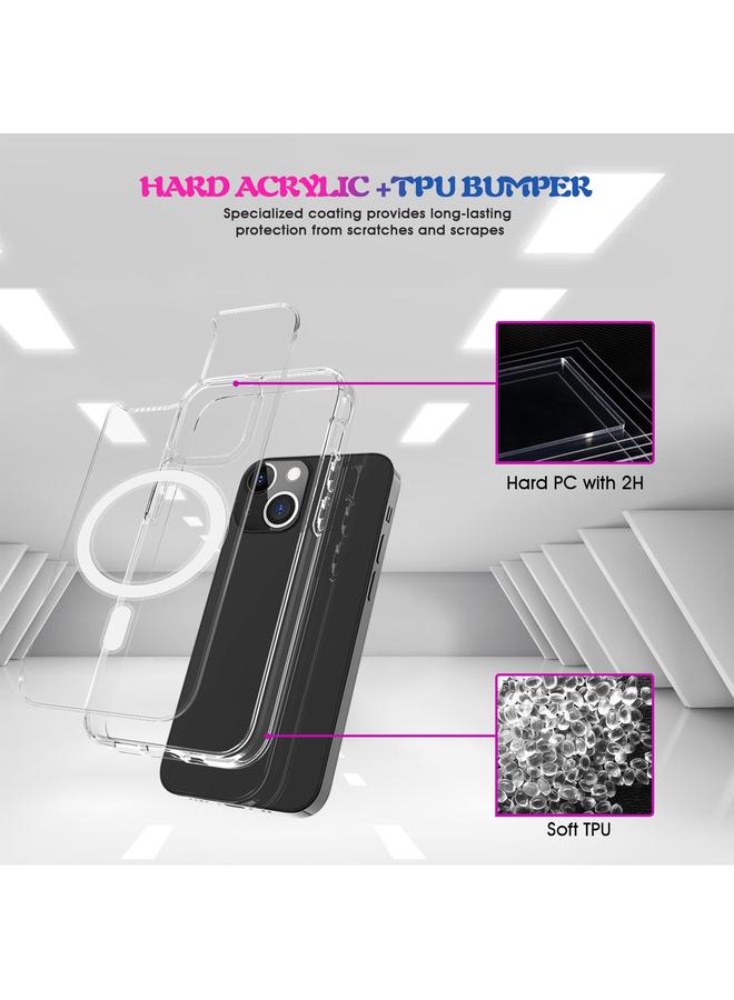 Zaboon Case For iPhone 13 Magsafe Case Simple Magnetic Ring All-inclusive Clear Crystal Acrylic PC +TPU Shockproof Case - Image 3
