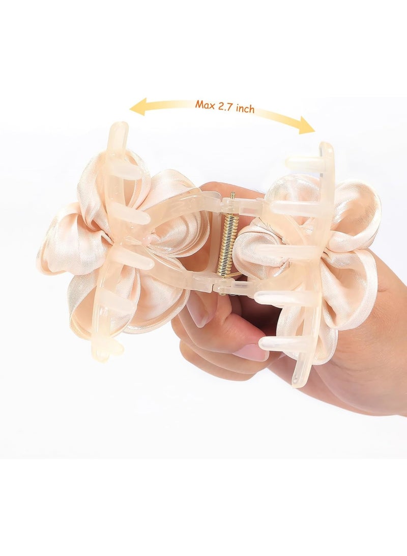 SOLARAE Flower Pearl Hair Clips, 2 PCS Champagne Flower Jaw Hair Clamps for Women Girls, Nonslip FashionHair Clip, Strong Hold Bangs Pins Hair Accessories, Sweet Tiny Hair Clips - Image 5
