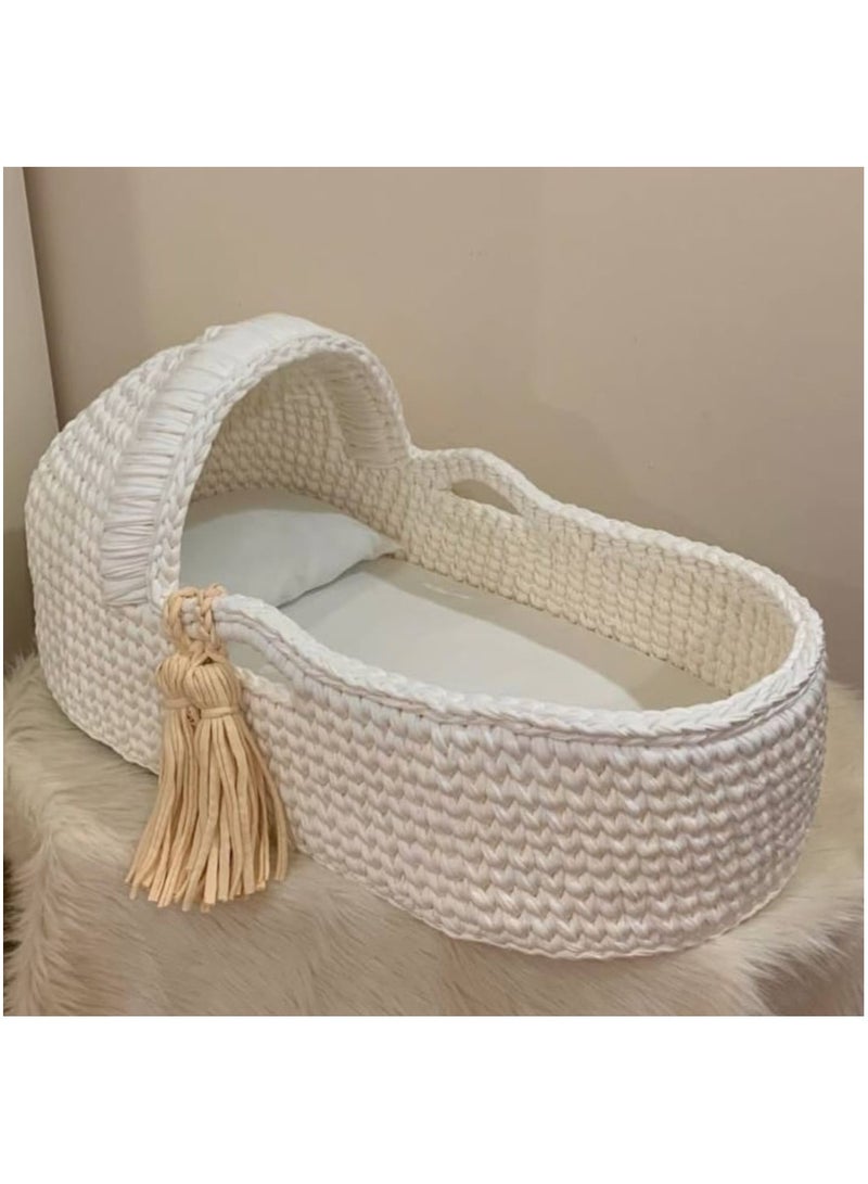 Cream Cotton Moses Basket and Waffle Basket for Moses or Wicker Baskets Bulga Woven Baby Bed, Newborn Baby Gift, Modern Baby Bed - Image 1