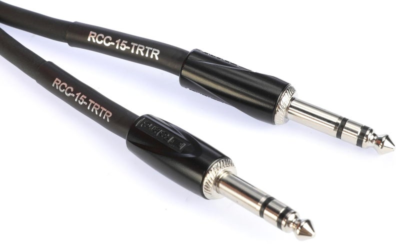 Roland Black Series Interconnect Cable, 1/4-Inch TRS to 1/4-Inch TRS, 15-Feet