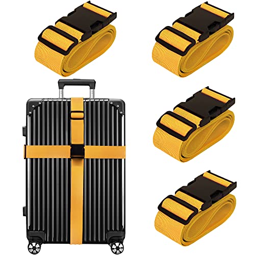 Chelmon Luggage Straps for Suitcases TSA Approved Travel Belt 4 Pack by Chelmon (Yellow) - Image 1