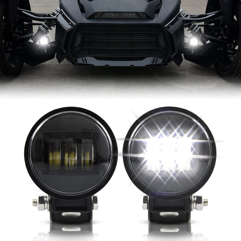 SAUTVS LED Auxiliary Driving Spot Lights for Can Am Ryker Auxiliary Fog Spot Lights with Mounting Brackets for CanAm Ryker 600 900 Sport  Rally Edition Accessories 2PCS
