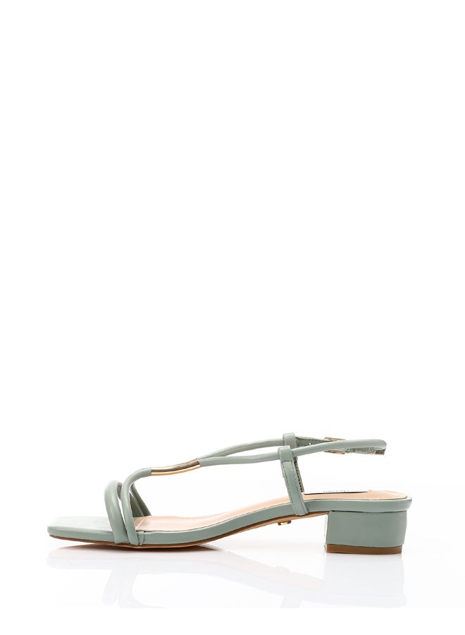 ديجافو صندل بكعب متوسط ​​وأشرطة باللون الأخضر النعناعي - Image 3