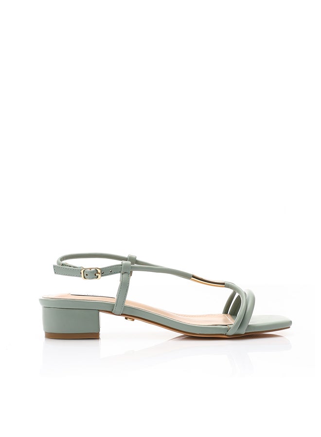 Mint Green Strappy Mid Heel Sandals