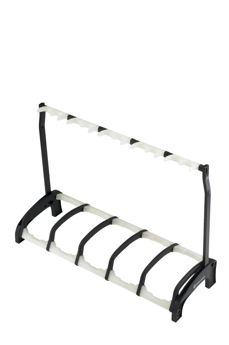 KM Konig Meyer 1751501600 Guardian 5 Guitar Stand Holds Five Electric Acoustic or Bass Guitars RackStyle Protective Supports Space Saver AdultYouth Musicians Black Translucent