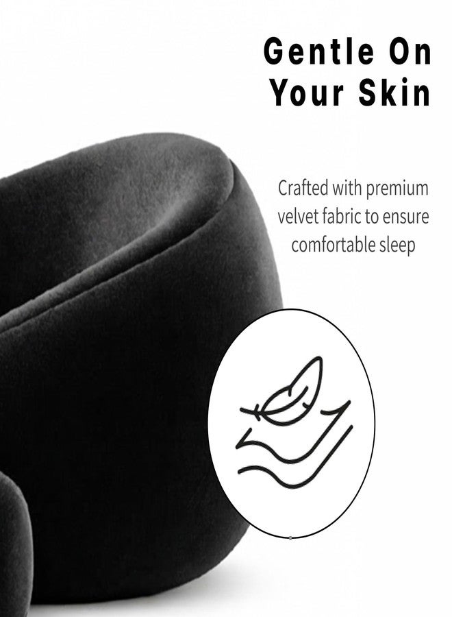TRAVALATE Neck Travel Pillow and Sleeping Eye Mask | Pure Memory Foam Neck Pillow and Eye Mask for Flight Travel, Car Sleeping, Adjustable and Soft Head Support Travelling Neck Pillow - Black - Image 5