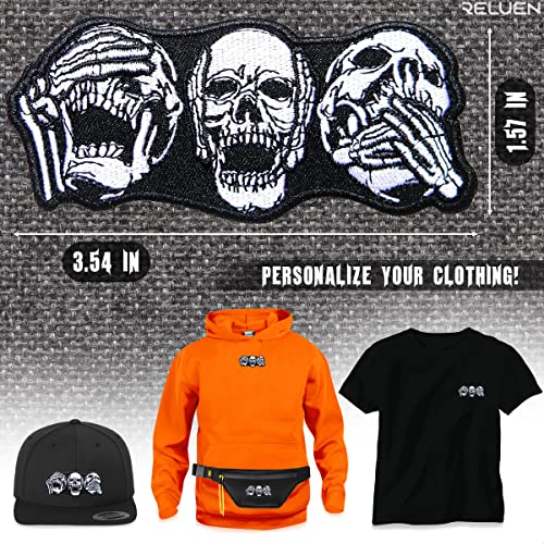 Reluen Iron On Biker Vest Patches - Motorcycle Patches for Vests, Halloween Costume Accent 3.54x1.57, Polyester & Cotton Material, Sleek Gothic Design, Easy to Use, Good for T-Shirts, Jeans, Hats and Bags - Image 2