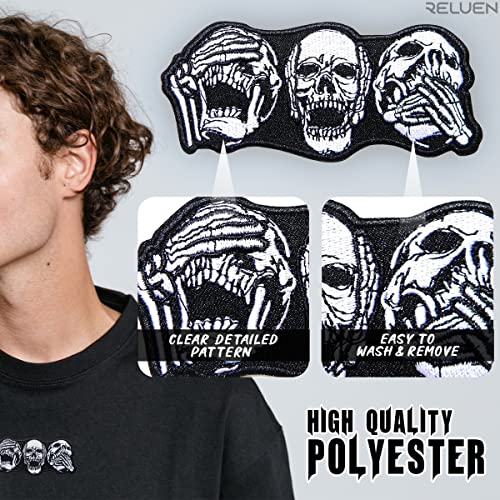 Reluen Iron On Biker Vest Patches - Motorcycle Patches for Vests, Halloween Costume Accent 3.54x1.57, Polyester & Cotton Material, Sleek Gothic Design, Easy to Use, Good for T-Shirts, Jeans, Hats and Bags - Image 3