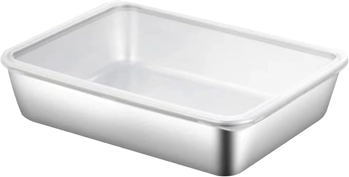 ONTRIP ONTRIP Stainless Steel Food Storage Container with Lids,Oven Tray, Pan Stainless Steel Rectangle Plate with Lid, Perfect for Baking, Cooking - Image 1