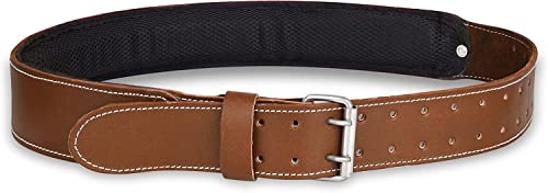 LAUTUS 3Inch Tapered Padded Work Belt in Heavy Oiled Tanned Leather 32Inch to 45Inch Brown