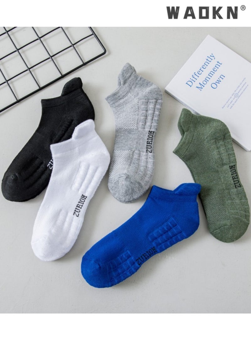 دبليو أيه أو كي أن مجموعة من 5 جوارب رياضية للرجال - قصة منخفضة، مقاومة للعرق، مقاومة للرائحة، مريحة طوال المواسم - مثالية لأنماط الحياة النشطة، جوارب قطنية مرنة مبتكرة، ملابس يومية للجري - جوارب مثالية للرجال - Image 2