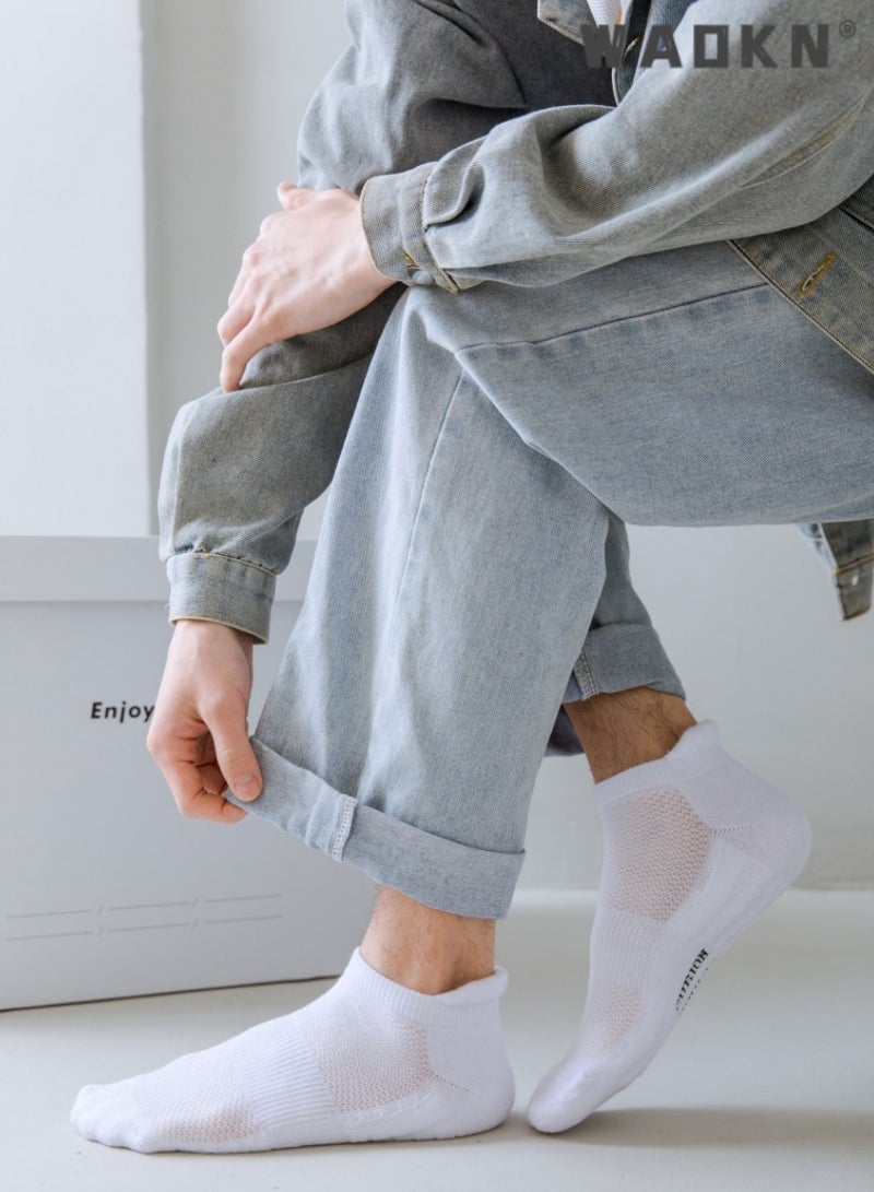 دبليو أيه أو كي أن مجموعة من 5 جوارب رياضية للرجال - قصة منخفضة، مقاومة للعرق، مقاومة للرائحة، مريحة طوال المواسم - مثالية لأنماط الحياة النشطة، جوارب قطنية مرنة مبتكرة، ملابس يومية للجري - جوارب مثالية للرجال - Image 4