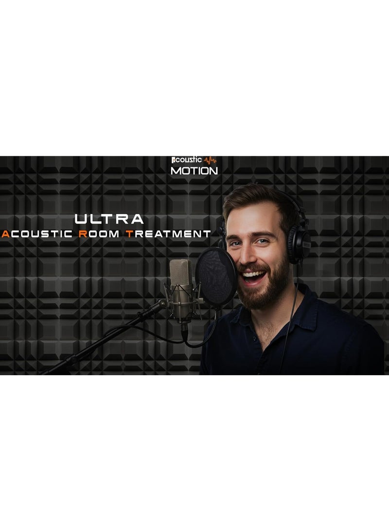 Acoustic Motion Acoustic Foam Panels-Sound Proof MIX 3X1 design Panel With Self-Adhesive Set Of 12 5X30X30Cm Dark Grey Stylish Acoustic Panels Basic For studio,recording,home,office,Acoustic Room Treatment - Image 5