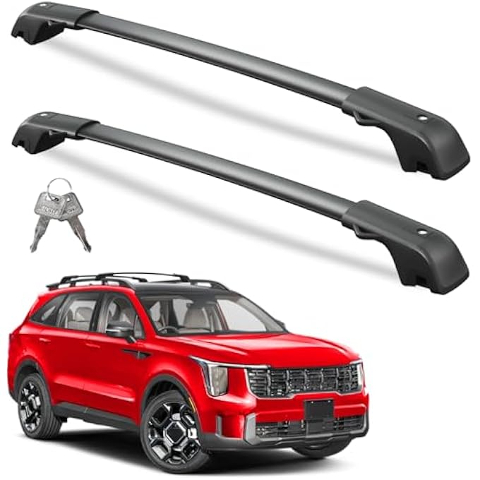 rayihni Lockable Roof Rack Cross Bars 220lbs Compatible with Kia Sorento X-Line & X-Pro 2021 2022 2023 2024 2025 (with Raised Side Rails), Roof Rails Crossbars Rooftop Cargo Carrier Luggage - Image 2