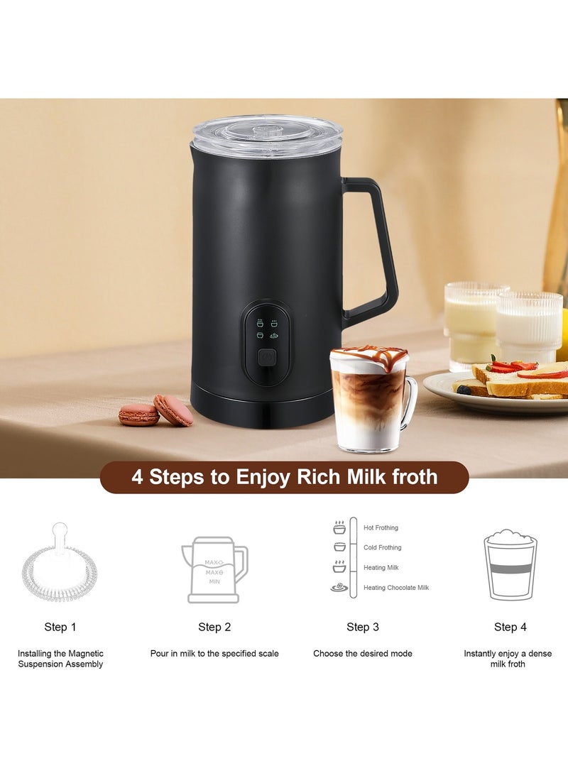 Oasis Casa 4-in-1 Electric Milk Frother and Steamer, Automatic Cold and Hot Foam Maker for Coffee Latte Cappuccino, Daily Milk Warmer, 580ML, Black  - Image 2