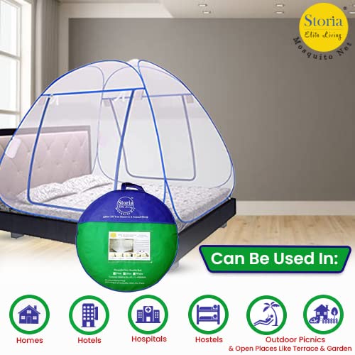 Sterling STORIA Mosquito Net for Double Bed Machardani, Folding Mosquito net for Double Bed, Polyester Strong Net Foldable Easily fit on 6 x 6 ft - Blue. - Image 4