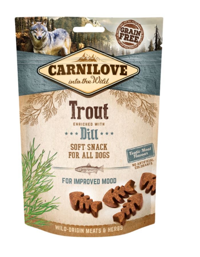 Carnilove Trout with Dill Soft Snack for Dogs 200g – Grain-Free, Natural Treat for Healthy Digestion