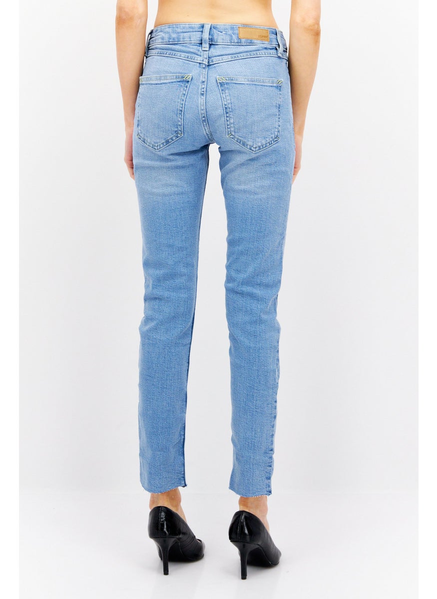 ESPRIT Women Slim Fit Washed Stretchable Jeans, Blue  - Image 3