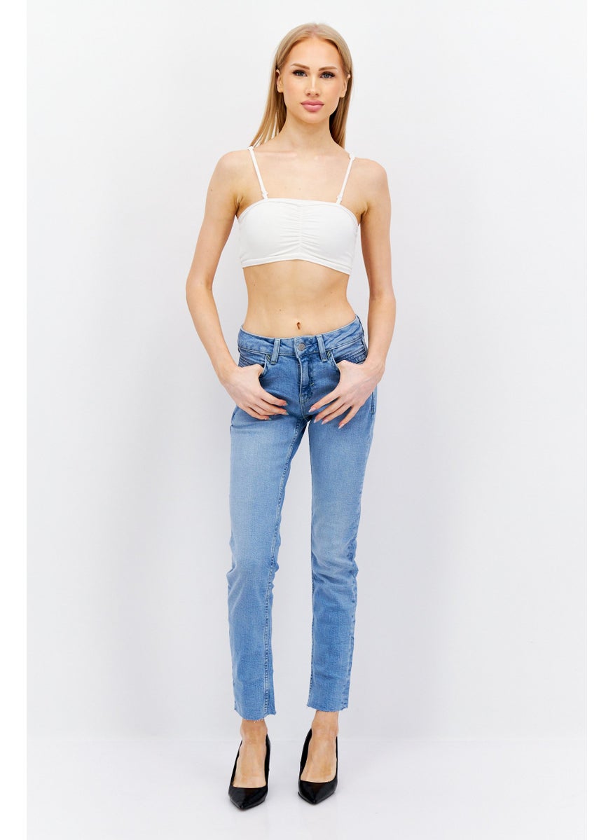 ESPRIT Women Slim Fit Washed Stretchable Jeans, Blue  - Image 2