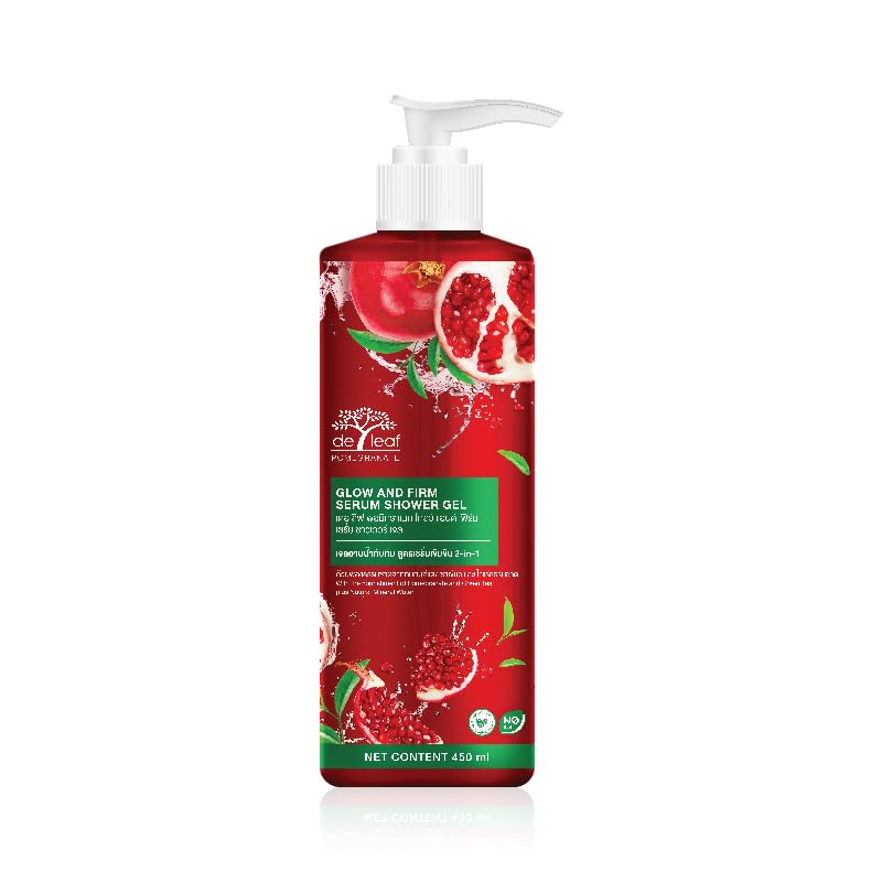 DE LEAF THANAKA Pomegranate Glow Firm Serum Shower Gel 2in1 Body Wash with Green Tea Mineral Water 1587 oz - Image 1