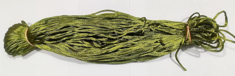 OMX 2.5 MM, 60 to 75 Mtr, Thick Malai Macrame Cord/Malai Dori/Silk Macrame, Bugtail Satin Cord Shamballa Beading Kumihimo String (Olive Green) - Image 2