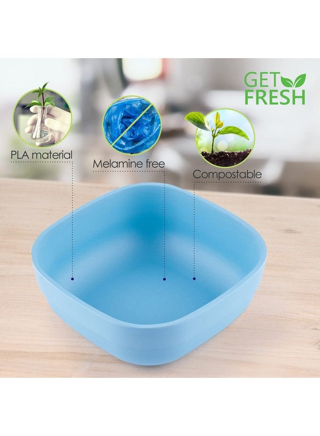 GET FRESH PLA Kids Bowls Set - 4-Pack Melamine-Free Cereal Bowls for Kids and Toddlers - Microwave Safe Stackable BPA-Free PLA Childrens Dinnerware Snack Bowls - Reusable Kids Dishes for Daily Use - Image 4