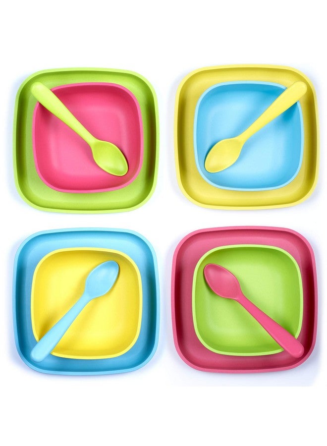 GET FRESH PLA Kids Bowls Set - 4-Pack Melamine-Free Cereal Bowls for Kids and Toddlers - Microwave Safe Stackable BPA-Free PLA Childrens Dinnerware Snack Bowls - Reusable Kids Dishes for Daily Use - Image 1