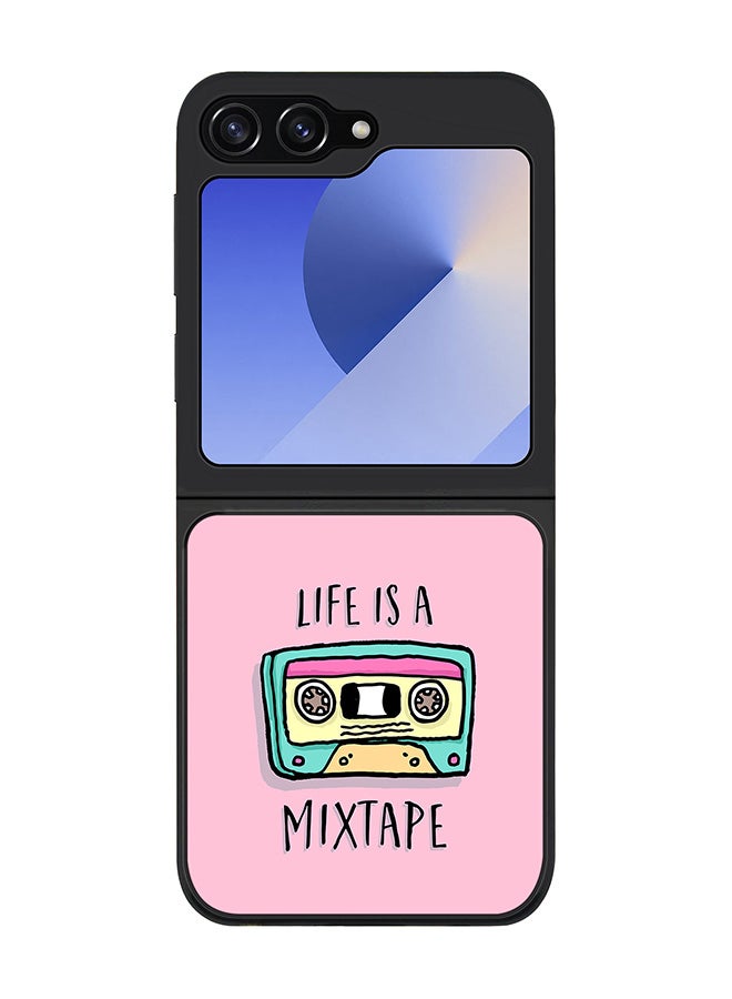 Stylizedd Rugged Black edge case for Samsung Galaxy Z Flip7 FE, Slim fit Soft Case Flexible Anti Drop TPU Gel Thin Cover -  Life is a mixtape - Image 1