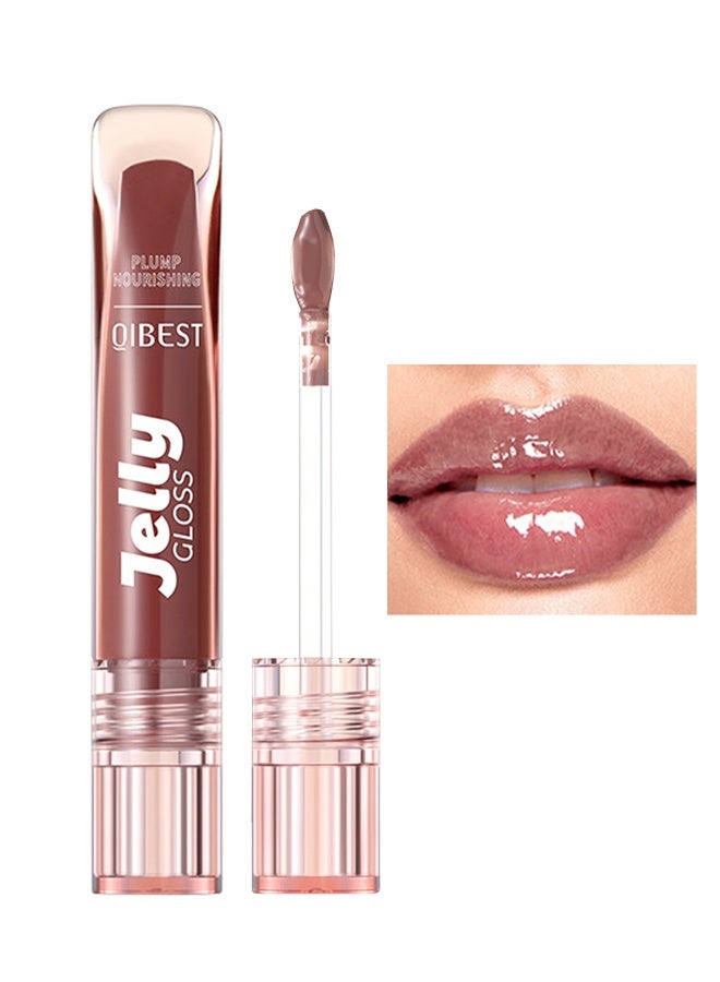 QiBest Jelly Gloss, Plump Nourishing, Glow Reviver Lip Tint, Nourishing Tinted Lip Oil For A High-Shine Finish, Infused, Vegan & Cruelty-Free 04#RED BEAN - Image 1