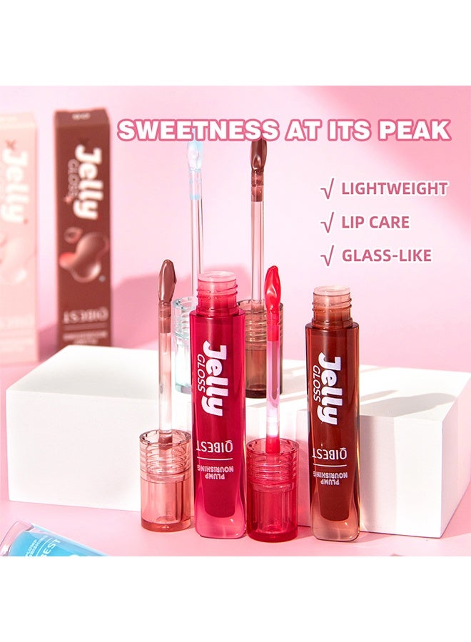 QiBest Jelly Gloss, Plump Nourishing, Glow Reviver Lip Tint, Nourishing Tinted Lip Oil For A High-Shine Finish, Infused, Vegan & Cruelty-Free 04#RED BEAN - Image 3