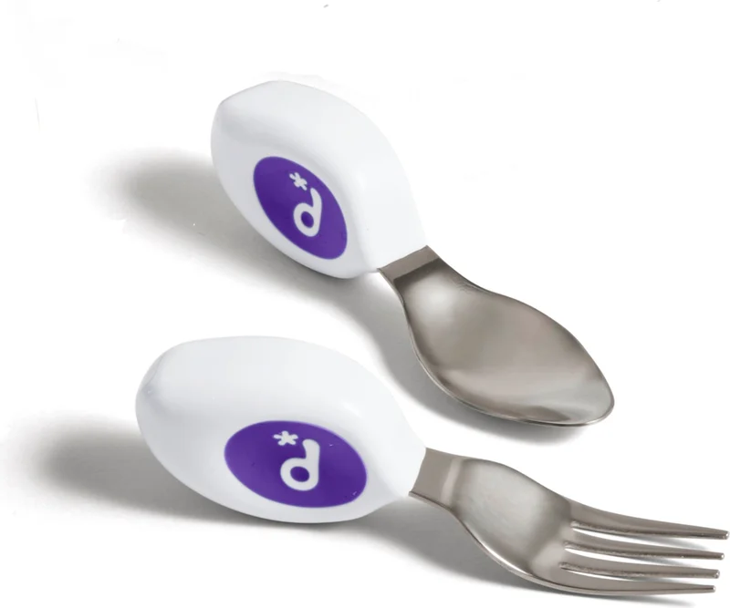 Doddl 2nd Fork Spoon Set Indigo and Tum Tum Weighted Non-Drip Flask / Water Bottle with Straw Betsy Bear