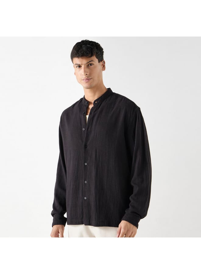 Splash FAV Front Panel Shirt with Mandarin Collar for Men