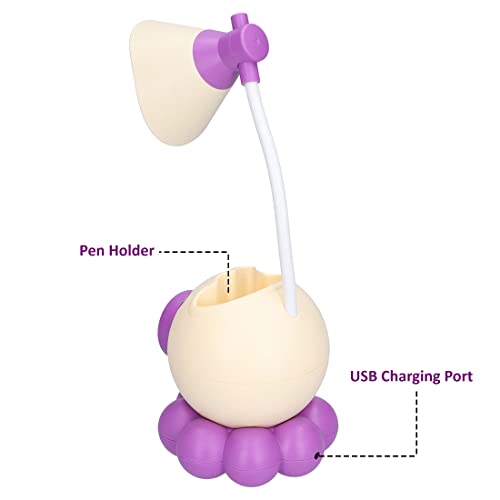 Wembley Table Lamps for Study Room for Students Reading Led Desk Lamp for Work from Home Rechargeable Octopus Shaped Multi-Function Inbuilt Sharpner for Kids (Off White) - Image 4