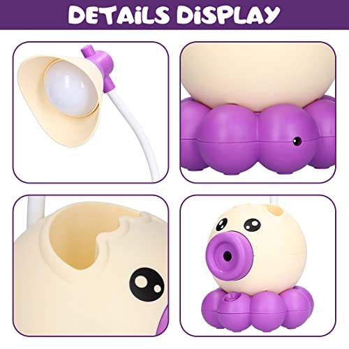 Wembley Table Lamps for Study Room for Students Reading Led Desk Lamp for Work from Home Rechargeable Octopus Shaped Multi-Function Inbuilt Sharpner for Kids (Off White) - Image 5