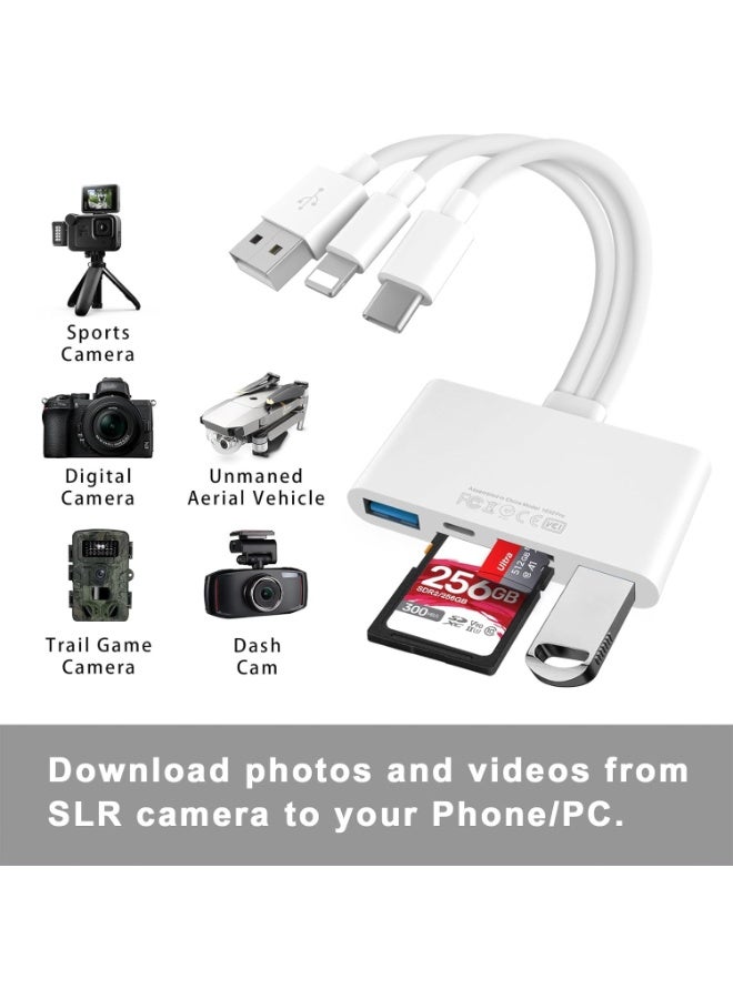 5-in-1 Memory Card Reader, USB OTG Adapter & SD Card Reader for i-Phone/i-Pad, USB C and USB A Devices with Micro SD & SD Card Slots, Supports SD/Micro SD/SDHC/SDXC/MMC - Image 2