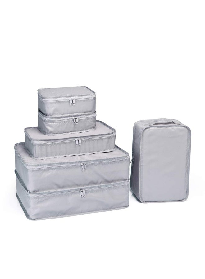 JJ POWER Travel Packing Cubes, Luggage Organizers with Shoe Bag (Grey) - Image 1