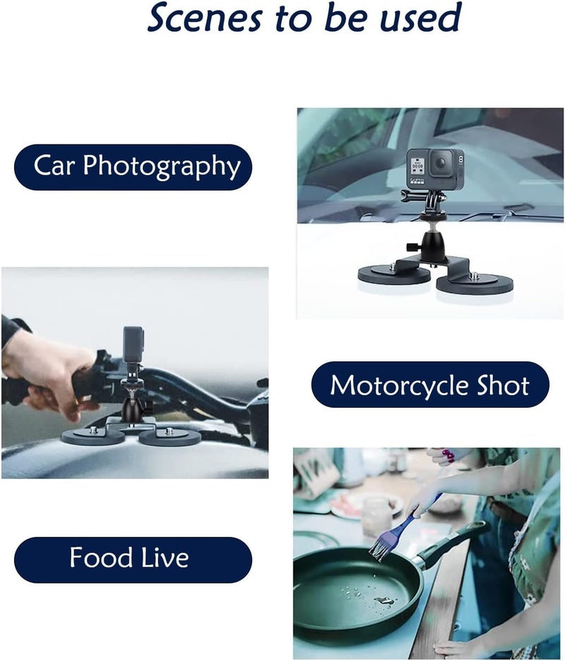 ADOFYS Magnetic Action Camera Mount, Super Magnetic Heavy-Duty Alloy Suction Cup Mount with Adapter 1/4-20 for GoPro Compatible with Hero 11/10/9/8/Max and Other Action Camera - Image 4