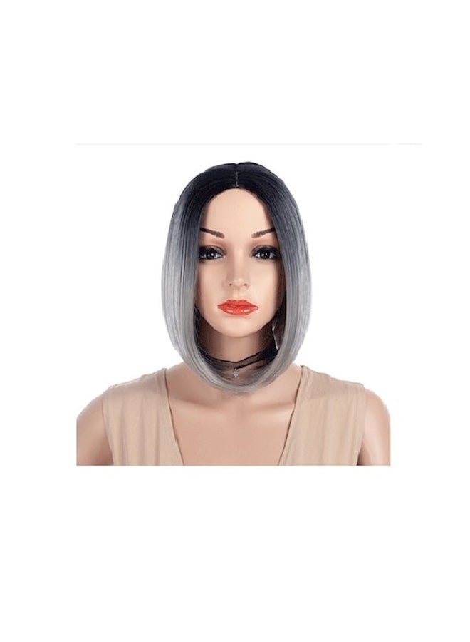 NIBEMINENT Gradient Bobo Head Wig Black/Grey 33cm - Image 1